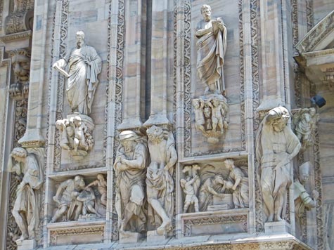Sculptures in Milan Italy